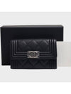 Boy Flap Card Holder Grained Calfskin Ruthenium Black - CHANEL - BALAAN.