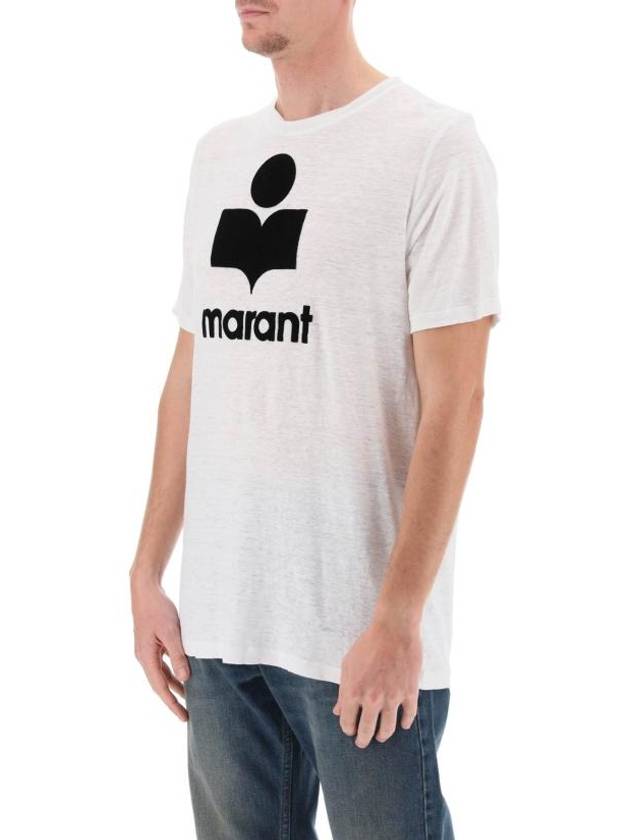 Karman Logo Print Linen Short Sleeve T-Shirt White - ISABEL MARANT - BALAAN 5