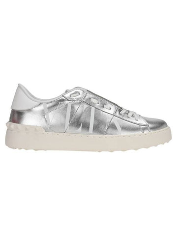 VLTN Logo Hidden Open Low Top Sneakers Silver - VALENTINO - BALAAN 1