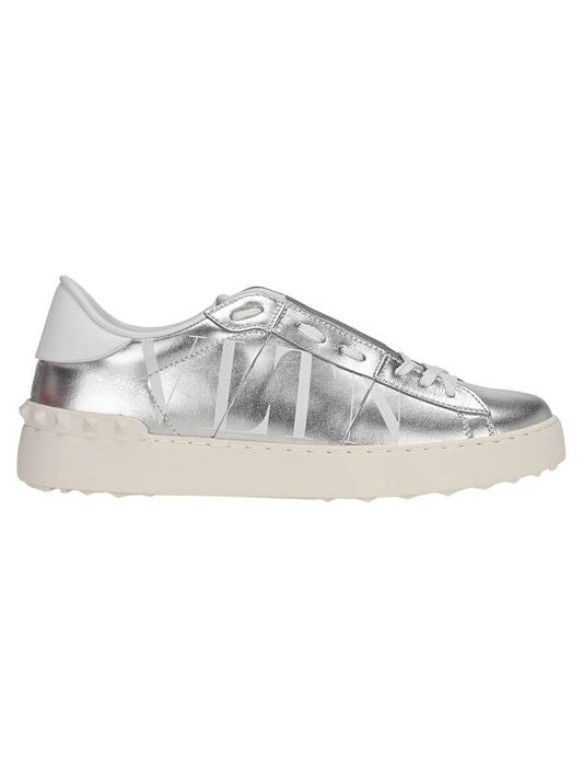 VLTN Logo Hidden Open Low Top Sneakers Silver - VALENTINO - BALAAN.