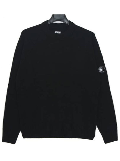 Lens Wappen Crew Neck Knit Top Black - CP COMPANY - BALAAN 2