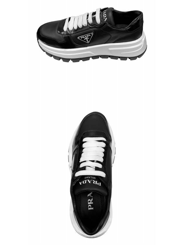 Spazzolato Logo Low Top Sneakers Black White - PRADA - BALAAN 5