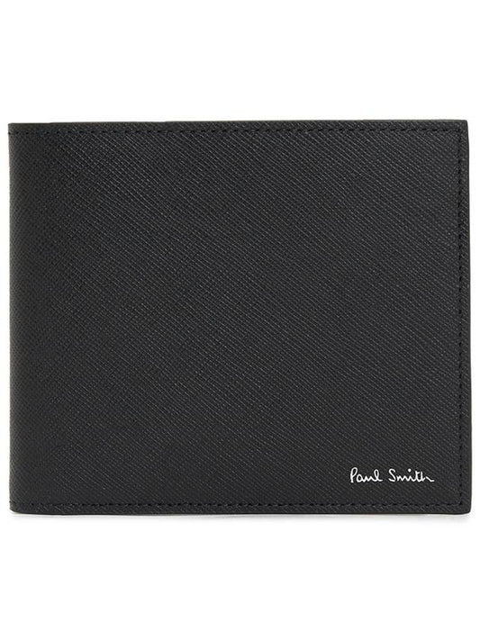 Men's Car Print Striped Leather Half Wallet Black - PAUL SMITH - BALAAN 2