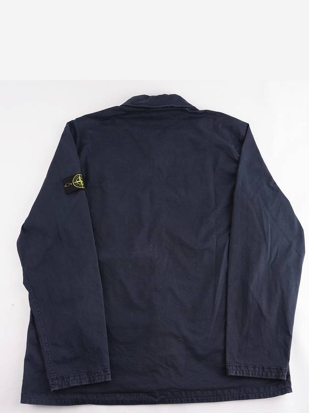 Garment Dyed Stretch Cotton Overshirt Navy - STONE ISLAND - BALAAN 3