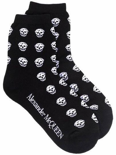 Women White Skull Pattern Socks Black - ALEXANDER MCQUEEN - BALAAN 2