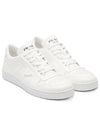 Men's Downtown Triangle Logo Leather Low Top Sneakers White - PRADA - BALAAN 2