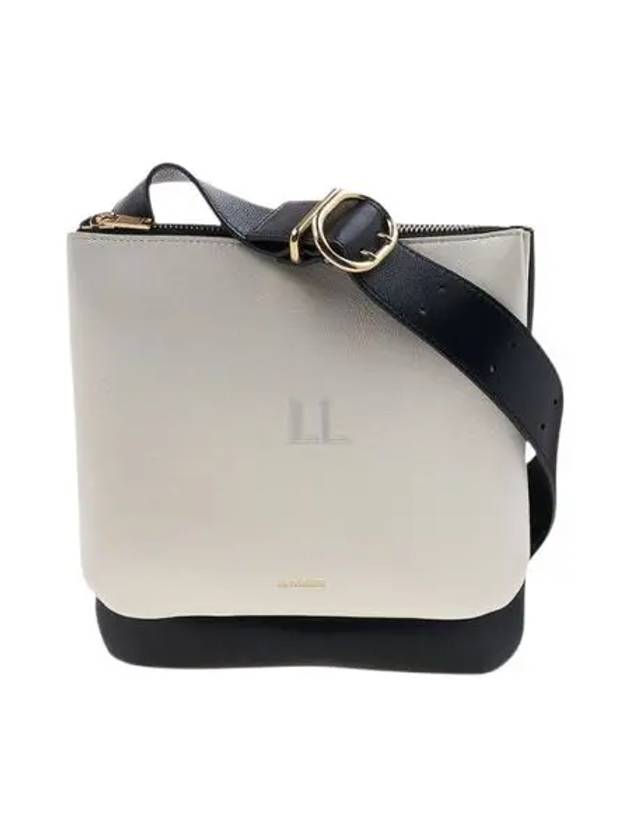 Ombra Two Tone Leather Shoulder Bag Black White - JIL SANDER - BALAAN 2