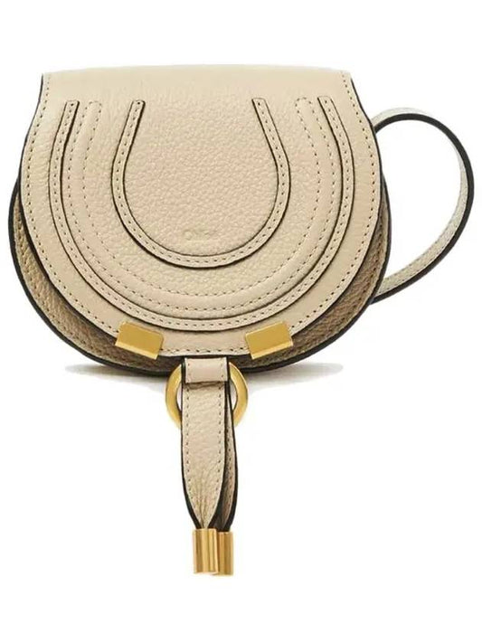 Gold Marcie Nano Saddle Shoulder Bag Root Beige - CHLOE - BALAAN.