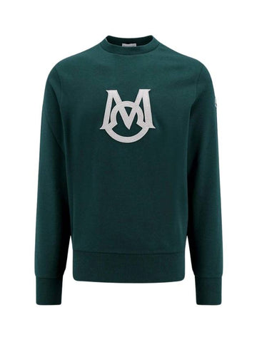 Logo Patch Round Neck Sweatshirt Green - MONCLER - BALAAN 1