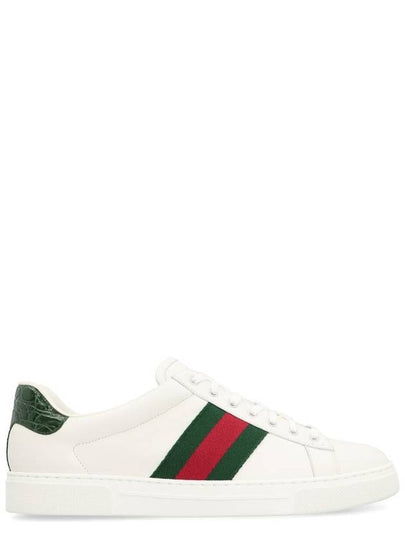 Ace Web Leather Low Top Sneakers White - GUCCI - BALAAN 2