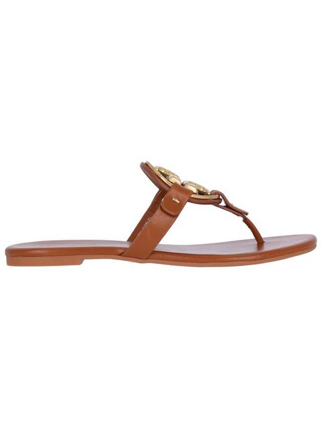 Women's Metal Miller Soft Flip Flops Brown - TORY BURCH - BALAAN 2