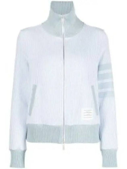 Women's 4-Bar Funnel-Neck Zip-Up Jacket Blue - THOM BROWNE - BALAAN 2