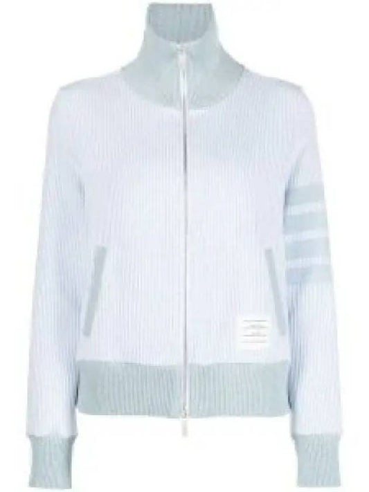 Women's 4-Bar Funnel-Neck Zip-Up Jacket Blue - THOM BROWNE - BALAAN 2