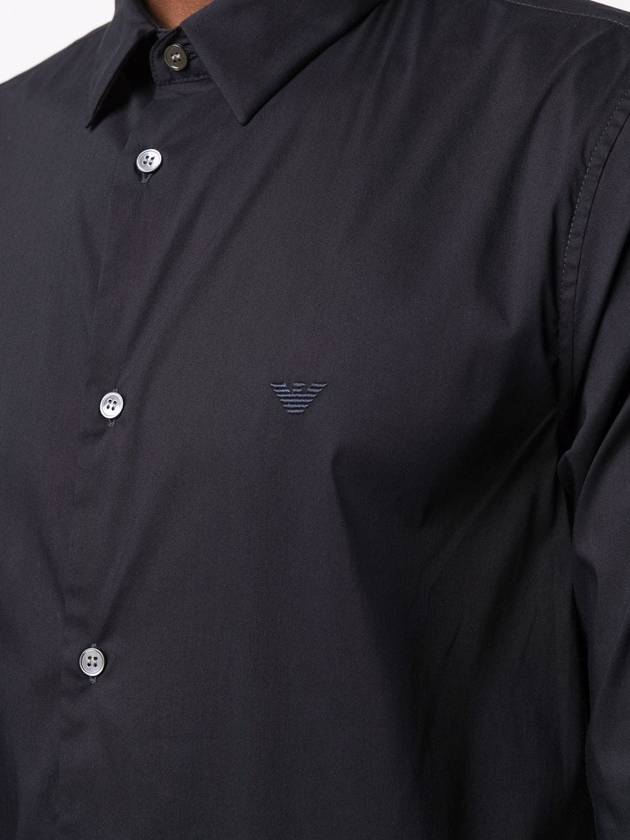 Men's Logo Embroidered Long Sleeve Shirt Navy - EMPORIO ARMANI - BALAAN 3