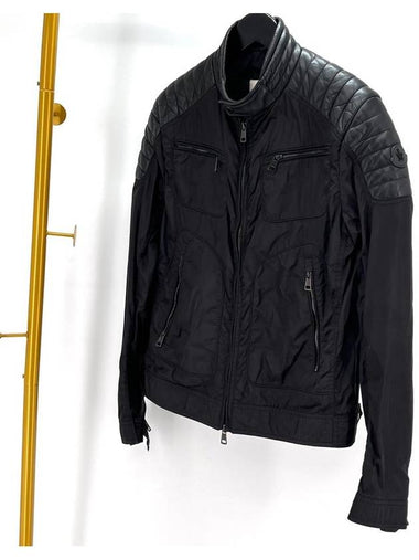 Black Waffen Biker Windbreaker Jacket Size 2 - MONCLER - BALAAN 1