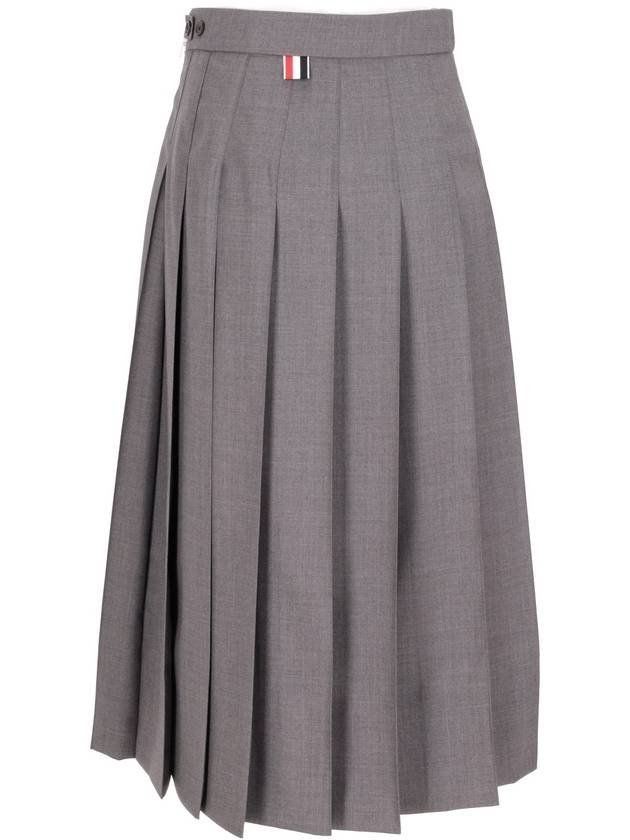 Super 120S Twill Below Knee Pleated Skirt Medium Grey - THOM BROWNE - BALAAN 5