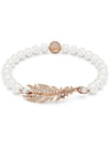 Idyllia Nice Feather Pearl Bracelet Rose Gold White - SWAROVSKI - BALAAN 2