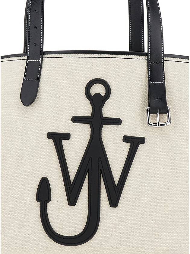 White Shopper With Jw Logo On The Front In Canvas And Leather Woman - JW ANDERSON - BALAAN 3