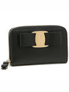 Vara Bow Zipper Card Wallet Black - SALVATORE FERRAGAMO - BALAAN 3