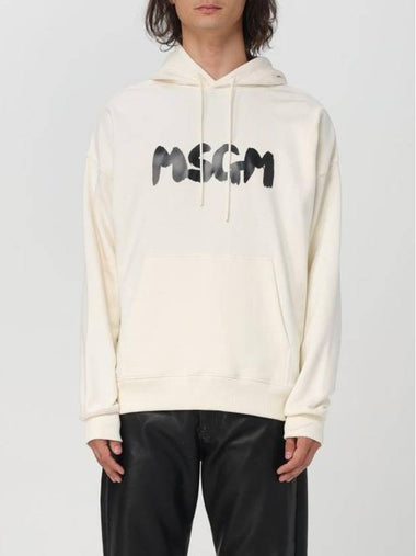 Brushstroke Logo Hoodie Cream - MSGM - BALAAN 1