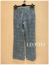 CC Logo Camellia Quilted Wide Bootcut Denim Pants Jeans 34 P7525 - CHANEL - BALAAN 2