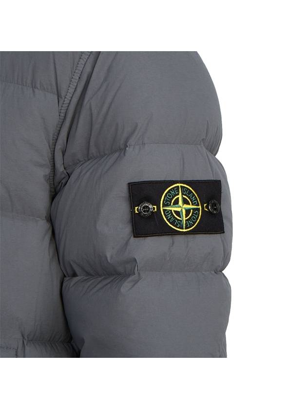 Seamless Logo Nylon Hooded Down Jacket Medium Grey - STONE ISLAND - BALAAN 9