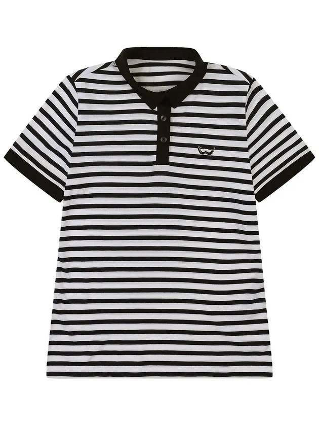 Striped basic golf t-shirt NAVY - WHITEBALL - BALAAN 10