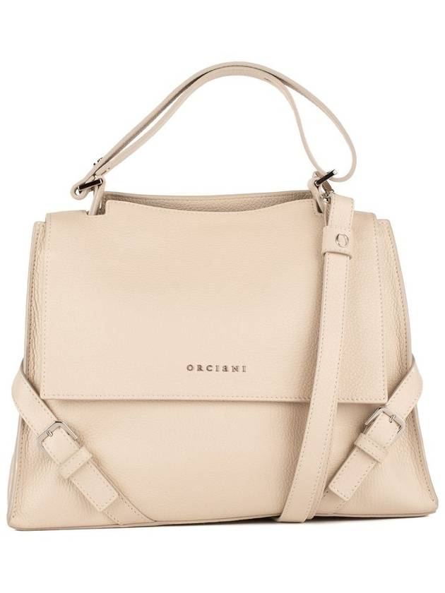 Orciani Sveva Sense Medium Leather Shoulder Bag With White Water Shoulder Strap - ORCIANI - BALAAN 1