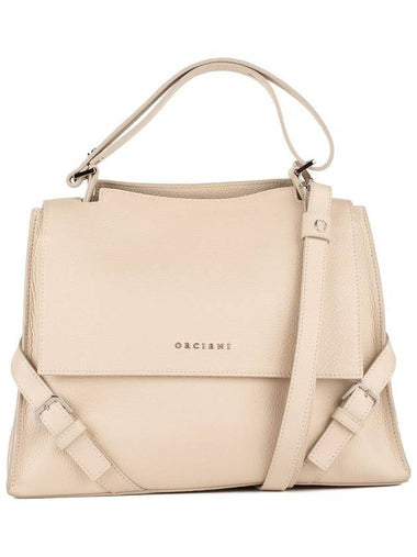 Orciani Sveva Sense Medium Leather Shoulder Bag With White Water Shoulder Strap - ORCIANI - BALAAN 1