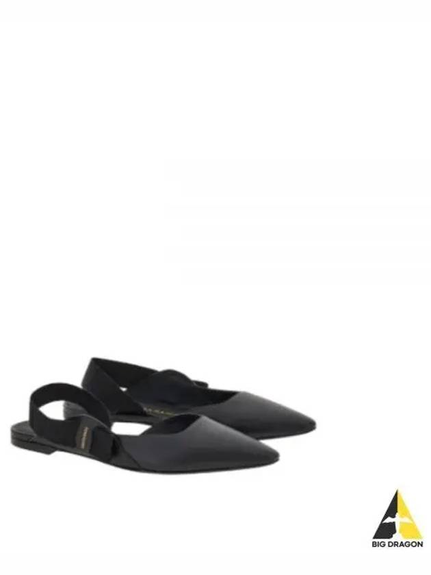 Leather Slingback Flat Shoes Black - SALVATORE FERRAGAMO - BALAAN 2