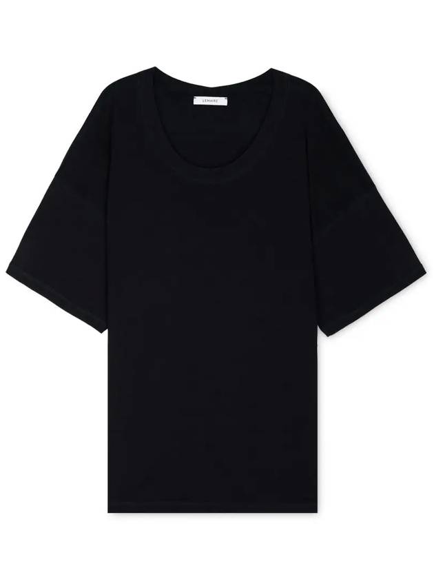 Cotton Short Sleeve T-Shirt Black - LEMAIRE - BALAAN 4