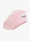 Logo Wool Beret Pink Women s - GANNI - BALAAN 4