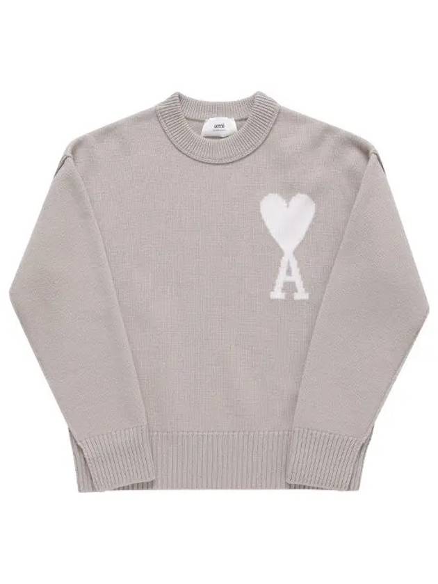 Big Heart Logo Wool Knit Top Light Beige - AMI - BALAAN 6