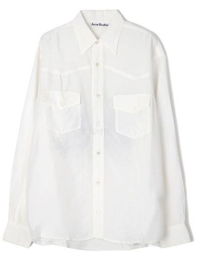 Logo Graphic Print Button Up Long Sleeve Shirt White - ACNE STUDIOS - BALAAN 2