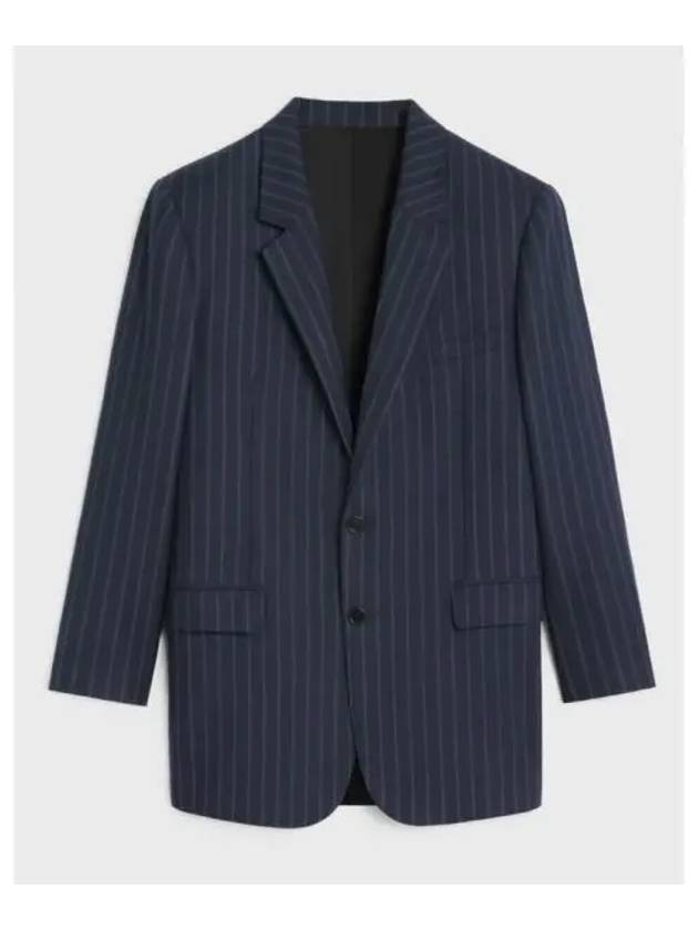 Tammy Striped Wool Blazer Jacket Navy - CELINE - BALAAN 2