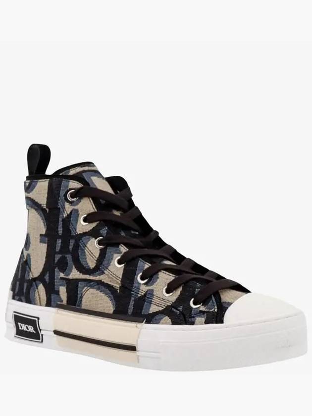 Oblique Jacquard B23 High Top Sneakers Black Beige - DIOR - BALAAN 3