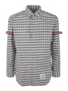 Men's Check Oxford Long Sleeve Shirt Grey - THOM BROWNE - BALAAN 2