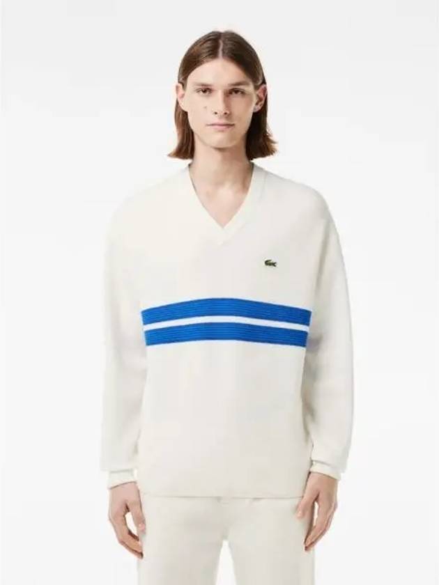 Men s tipping detail match V neck sweater AH7654 54G I up domestic product GQ2N24022265590 - LACOSTE - BALAAN 1