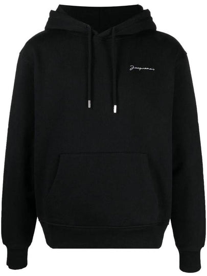 Le Brode Embroidered Logo Cotton Hoodie Black - JACQUEMUS - BALAAN 2