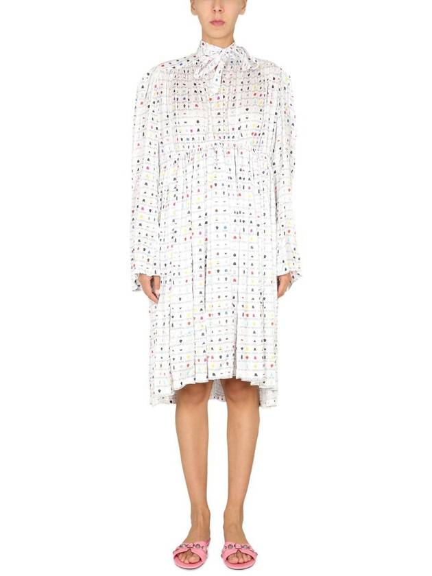 printed knee length long dress white - BALENCIAGA - BALAAN 2