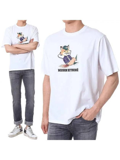 Dressed Fox Logo Print Cotton Short Sleeve T-Shirt White - MAISON KITSUNE - BALAAN 2