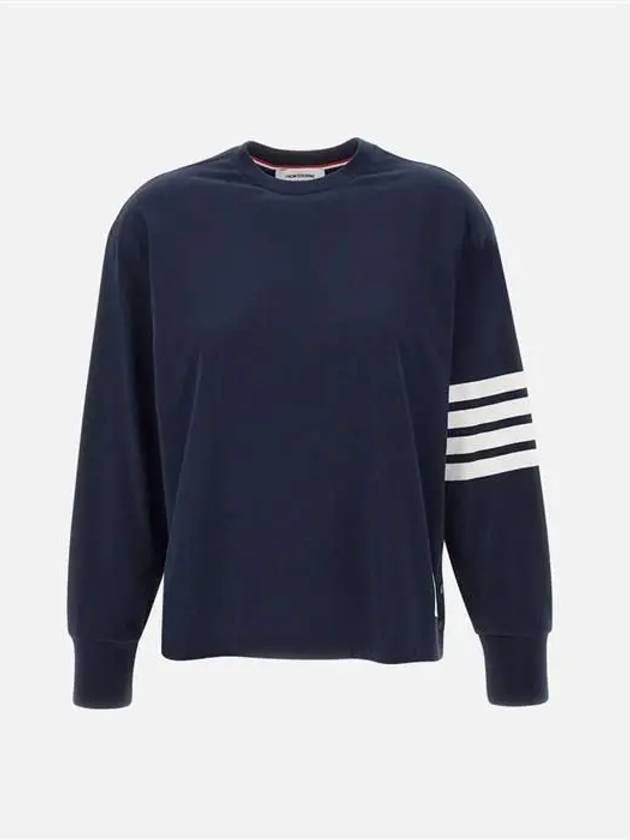 Engineered 4 Bar Medium Weight Jersey Oversized Long Sleeved T-Shirt Navy - THOM BROWNE - BALAAN 2