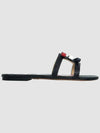 Pebble Grain Bow Brogue Slide Sandals Black - THOM BROWNE - BALAAN 3