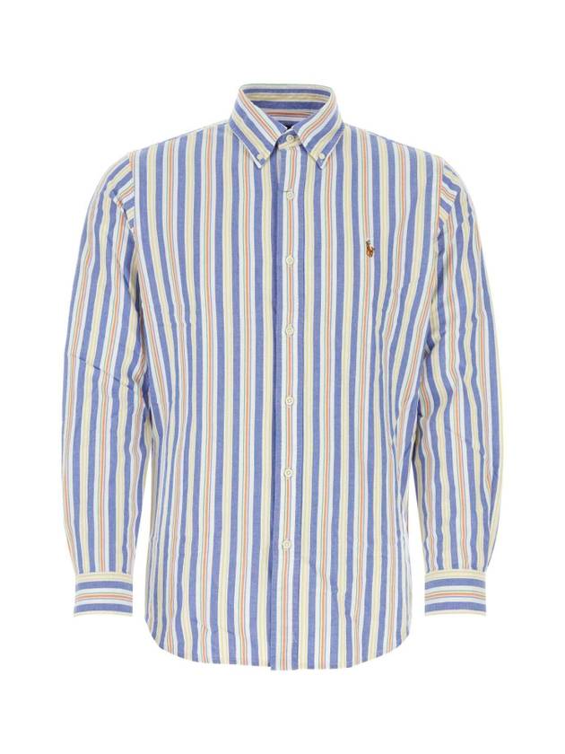 Custom Slim Fit Lightweight Striped Long Sleeve Shirt Blue - POLO RALPH LAUREN - BALAAN 1