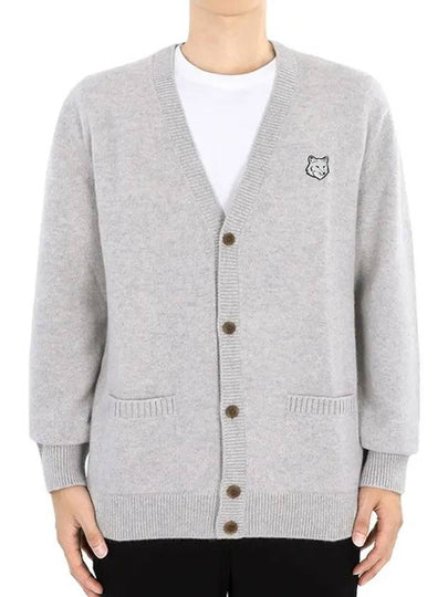 Bold Fox Head Patch Regular Lambswool Cardigan Light Grey - MAISON KITSUNE - BALAAN 2