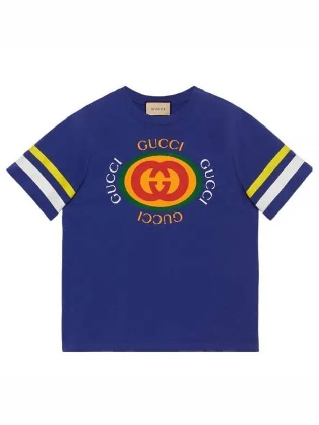 Men's GG Logo Short Sleeve T-Shirt Blue - GUCCI - BALAAN 2