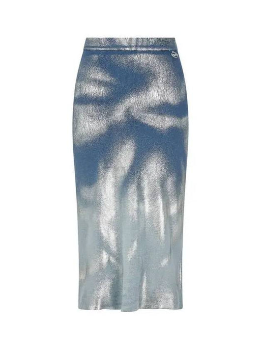 Women s Glitter Knit Pencil Skirt Dark Blue - DIESEL - BALAAN 1