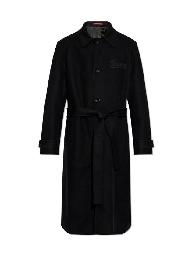 Logo Patch Wool Single Coat Black - GUCCI - BALAAN 2