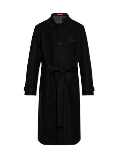 Logo Patch Wool Single Coat Black - GUCCI - BALAAN 2