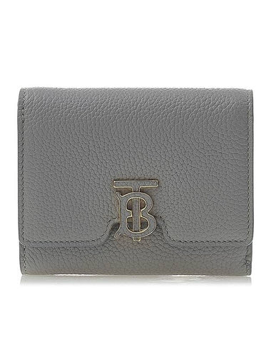 TB Logo Grain Leather Half Wallet Light Grey - BURBERRY - BALAAN 1